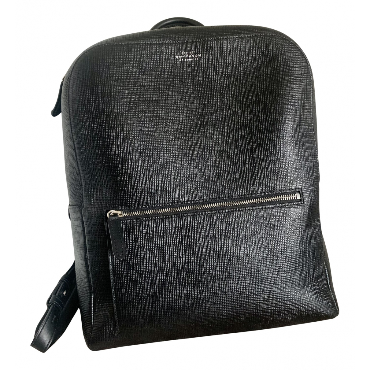 Leather backpack Smythson Black in 